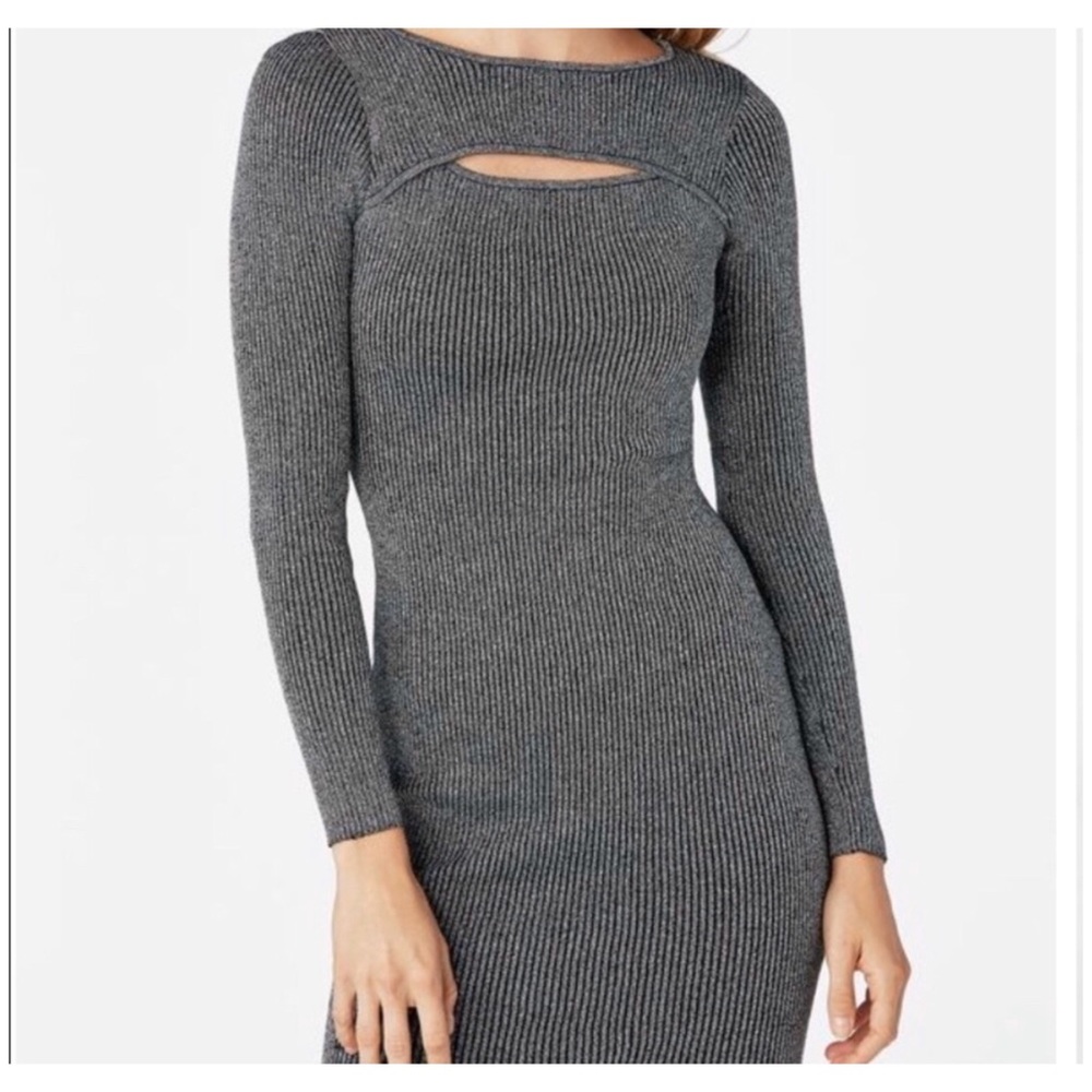 Long sleeve cutout sweater dress